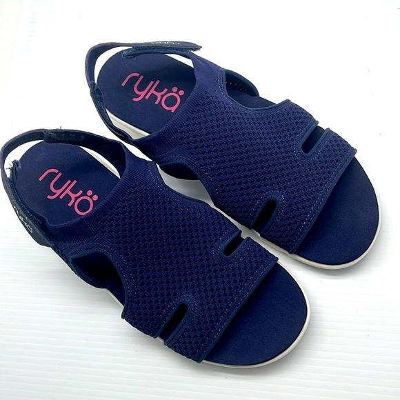 Ryka Micha Sandals Womens 11M Blue Stretch Knit Sport Open Breathable Comfort - Picture 3 of 17